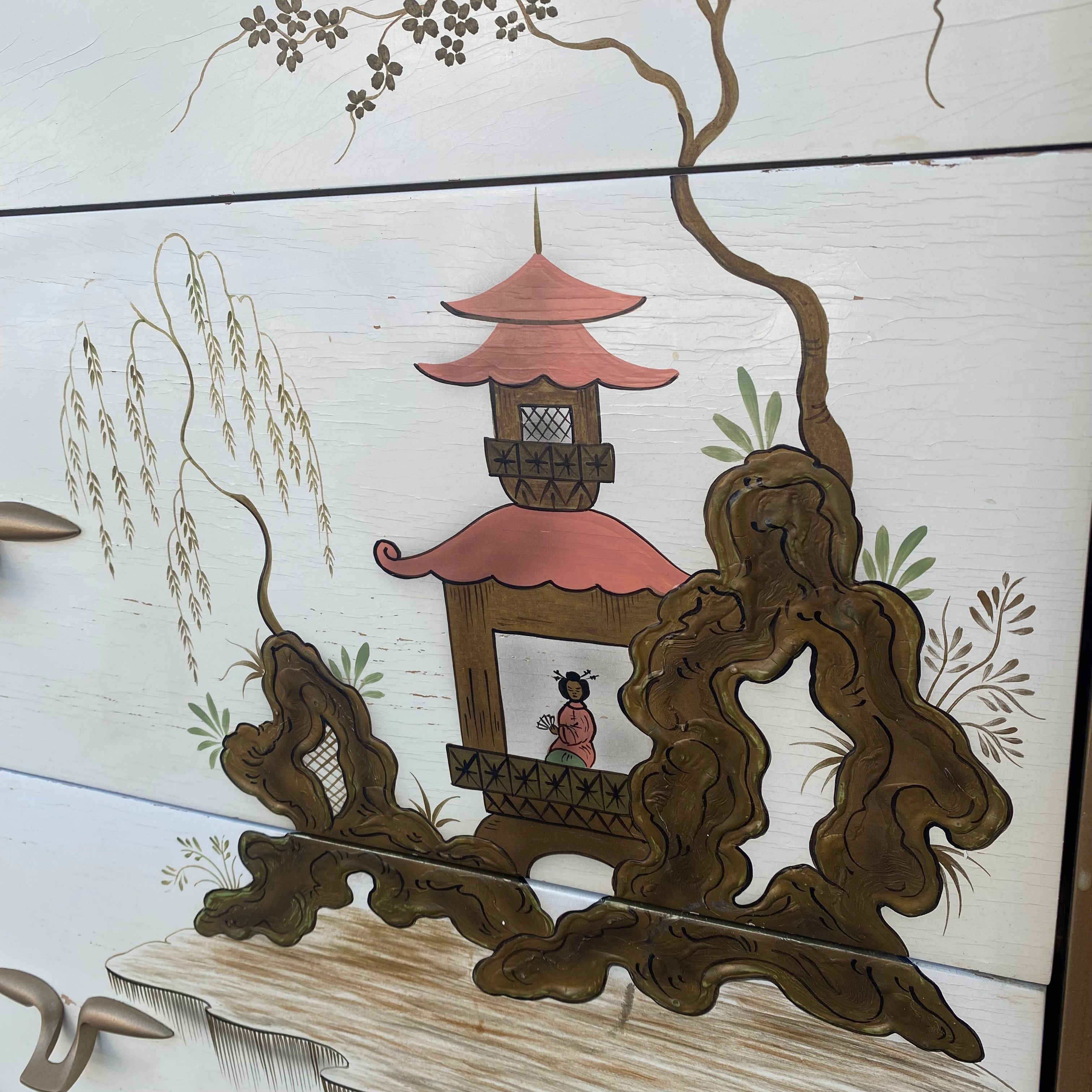 Mid Century Asian Inspired Triple Dresser