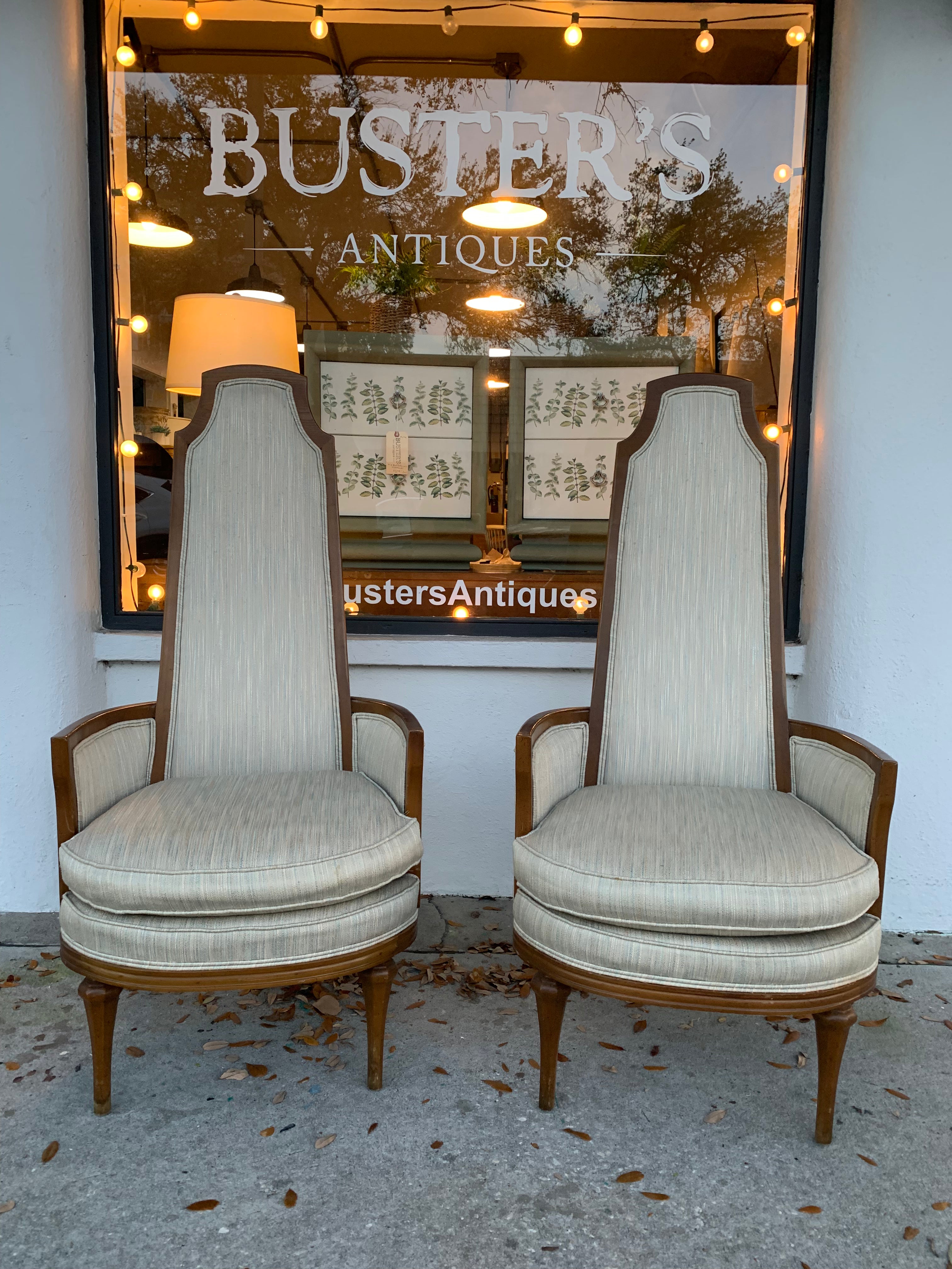 Mid Century High Back Club Chairs