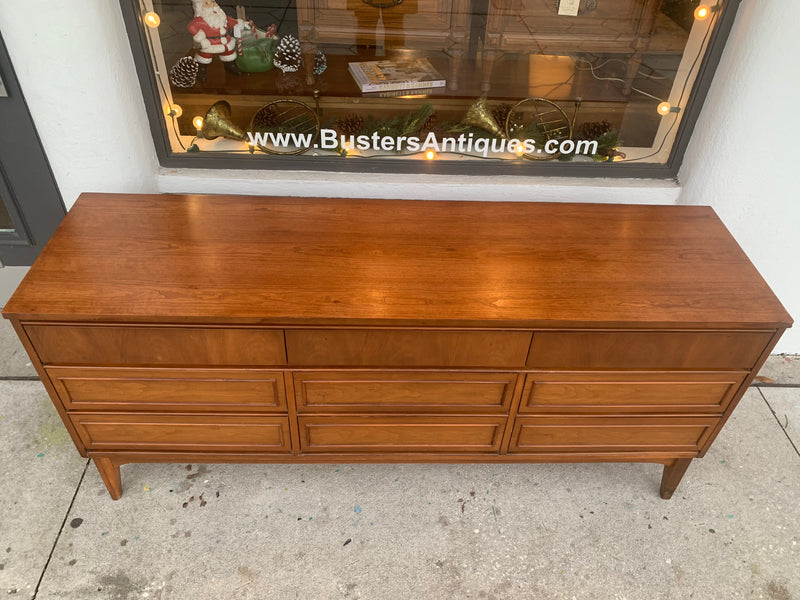 Mid Century 9 Drawer Lowboy Dresser