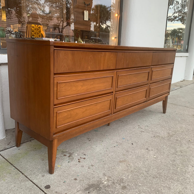 Mid Century 9 Drawer Lowboy Dresser