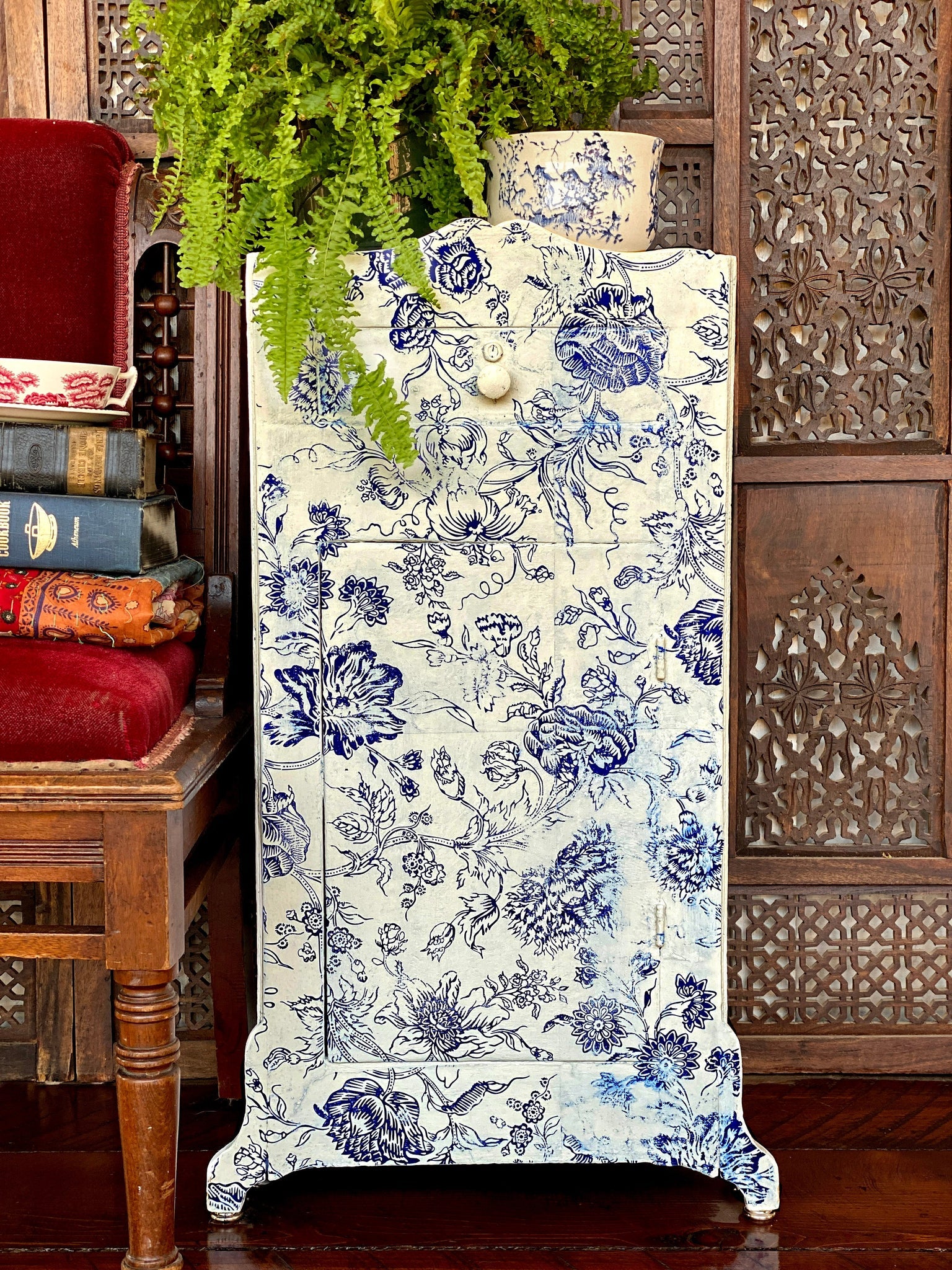 Indigo Floral IOD Paint Inlay